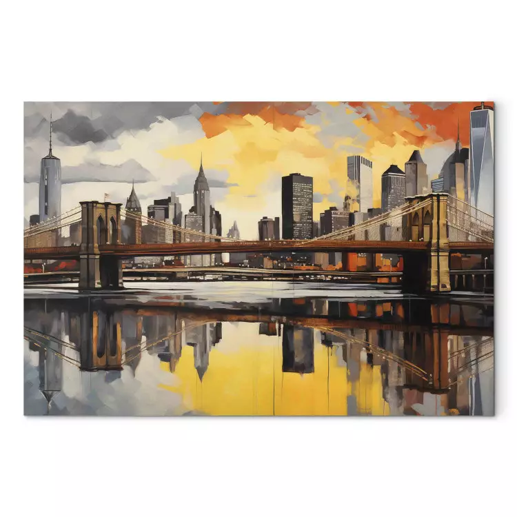 Canvas Brooklyn - Charming View of the Bridge and Modern City Skyscrapers