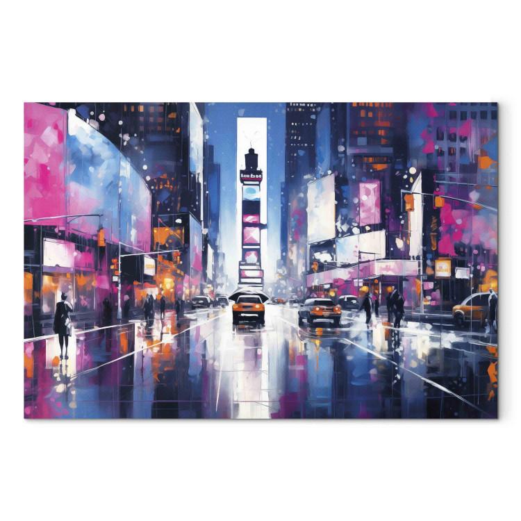 Canvas New York - Evening City Lights in Pink Shades