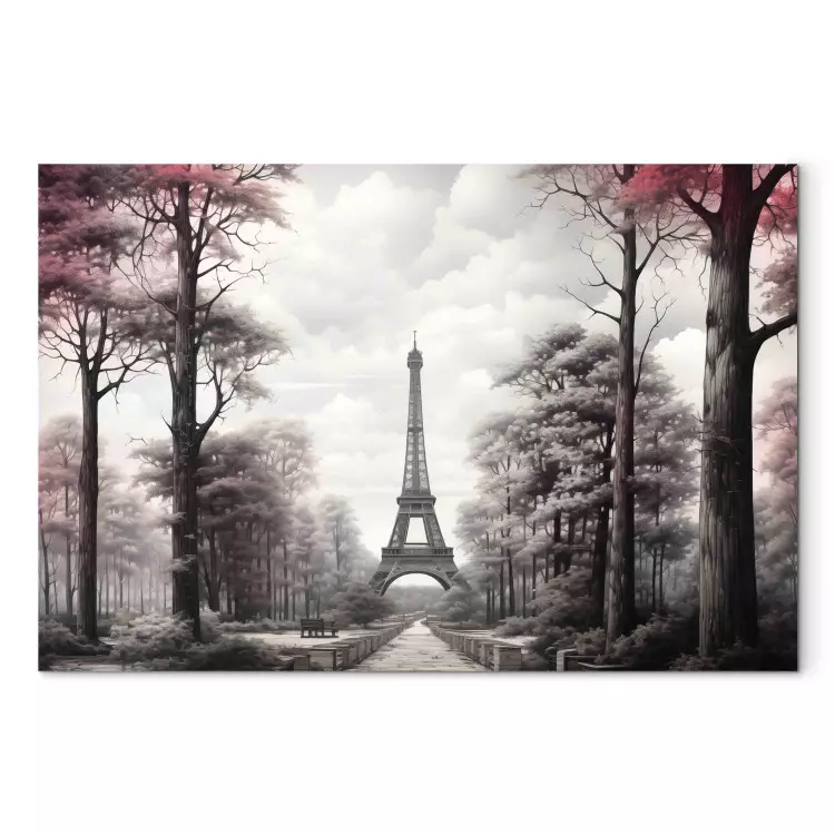 Canvas Paris - Urban Park with Eiffel Tower in Retro Shades