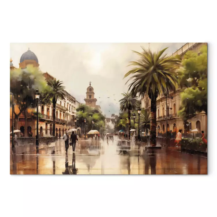 Canvas Palermo, Sicily - Rainy City Streets with Palms