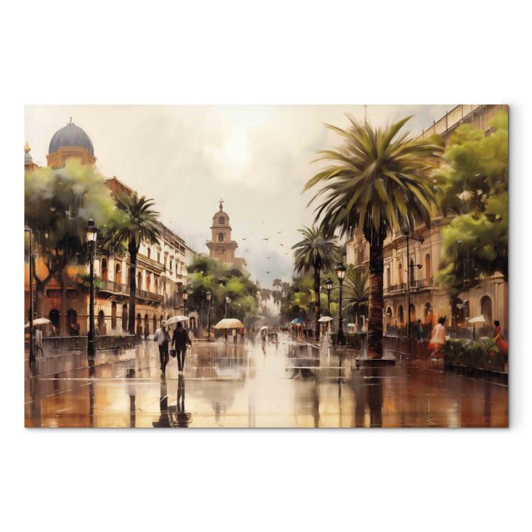 Canvas Palermo, Sicily - Rainy City Streets with Palms