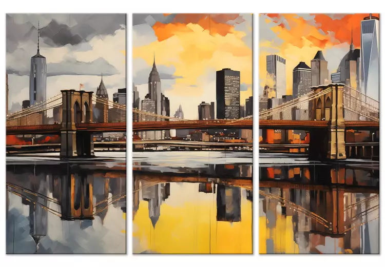 Canvas Brooklyn - Panoramic View of New York Bridge and City