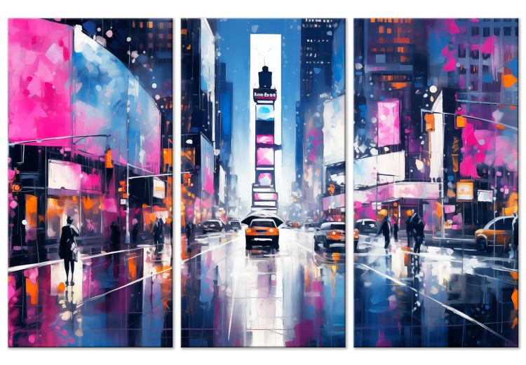 Canvas New York - Urban Lights Reflecting the Pink Shades of Night