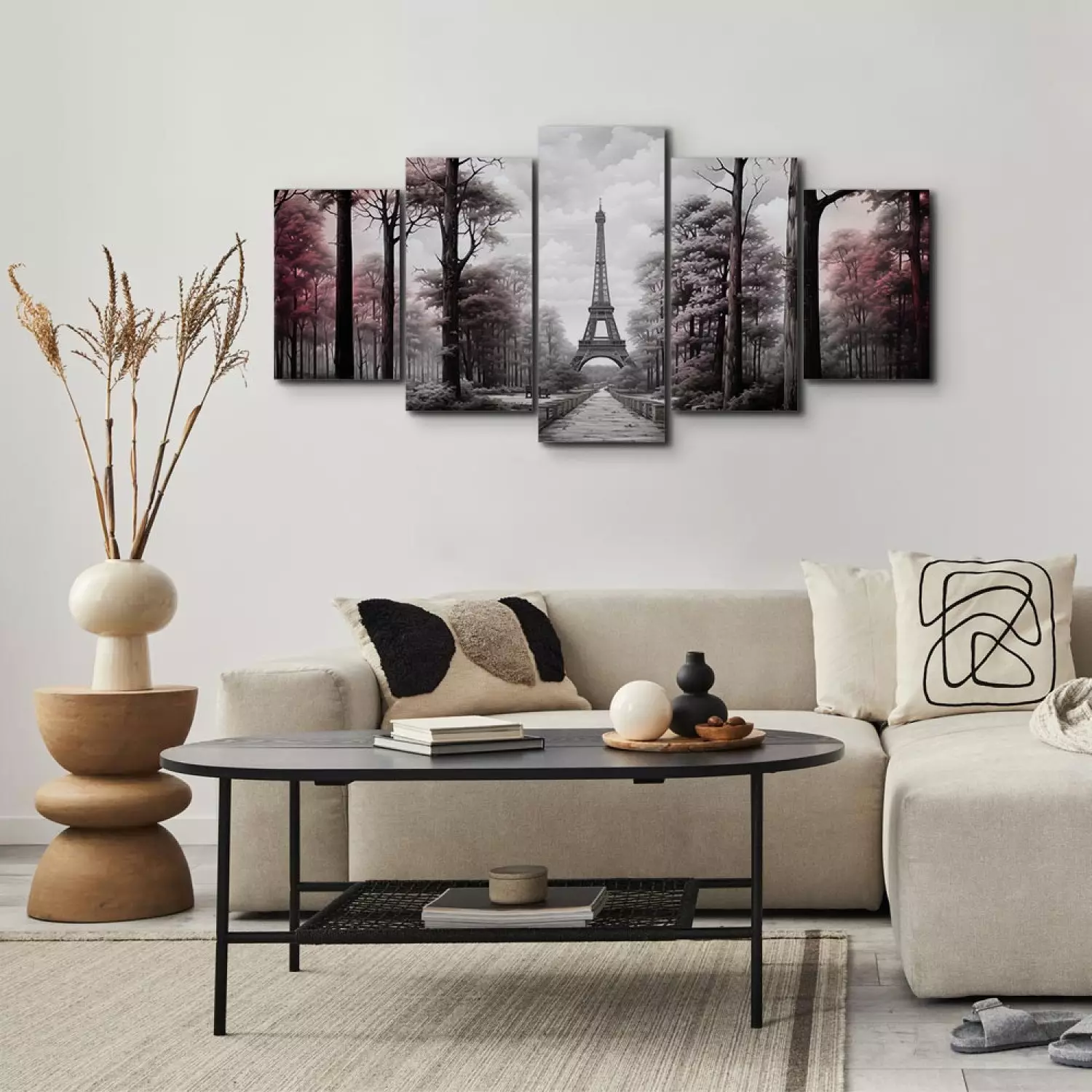 Canvas Painting Paris - Romantic Park with Eiffel Tower in Retro Shades -  bimago, image size:1500x1500