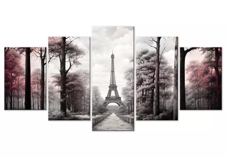 Canvas Paris - Romantic Park with Eiffel Tower in Retro Shades