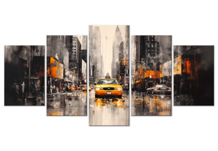 Canvas Yellow Cab - Car on the Background of New York Architecture