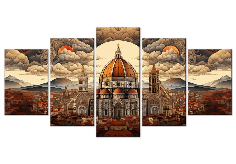 Canvas Florence Cathedral - An Atmospheric Panorama of the Italian City