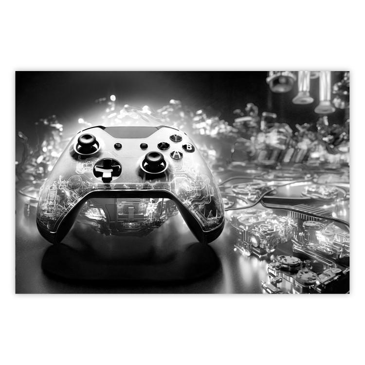 Poster Gaming Technology - Game Pad on a Black and White Background