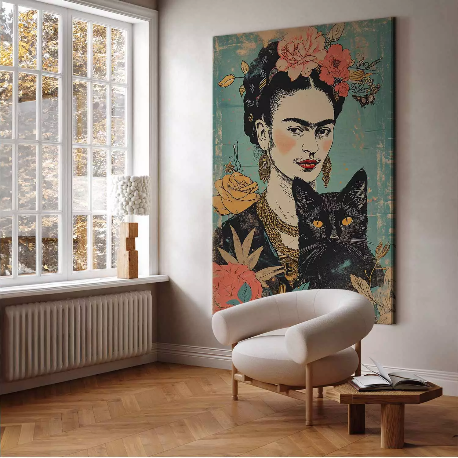 Large canvas print Frida Kahlo - A Portrait of the Japanese-Inspired Painter