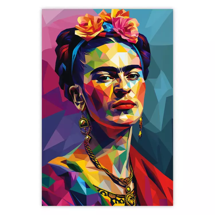Poster Geometric Portrait - Frida Kahlo in the Painting Style of Picasso