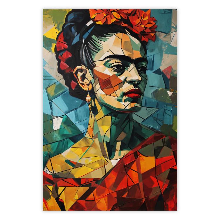 Poster Frida Kahlo - A Colorful Portrait of a Woman in the Cubist Style