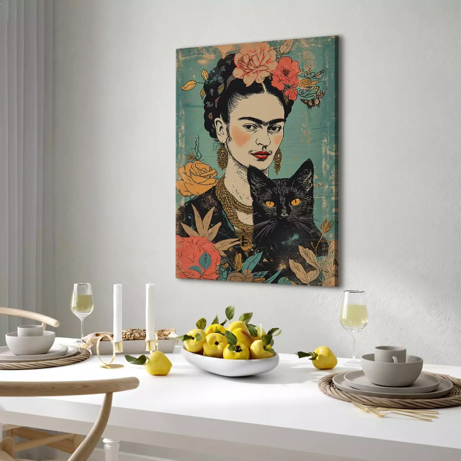 Canvas Frida Kahlo - A Portrait of the Japanese-Inspired Painter