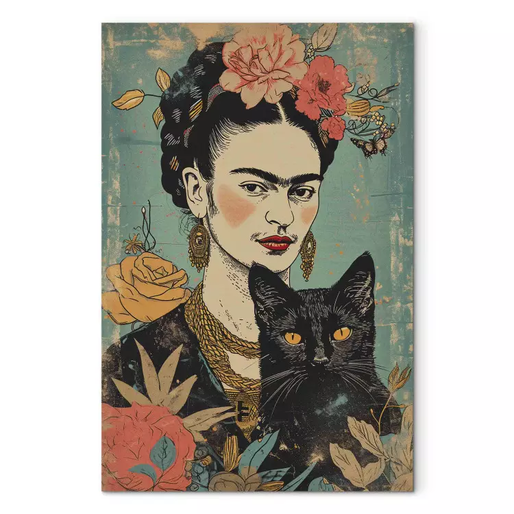 Canvas Frida Kahlo - A Portrait of the Japanese-Inspired Painter