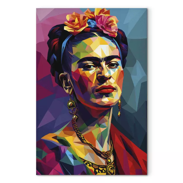 Canvas Frida Kahlo - A Geometric Portrait of the Painter in the Style of Picasso