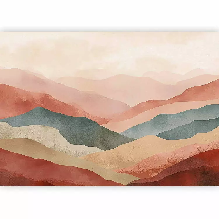 Mountainous Landscape - Simple Composition in Terracotta Style