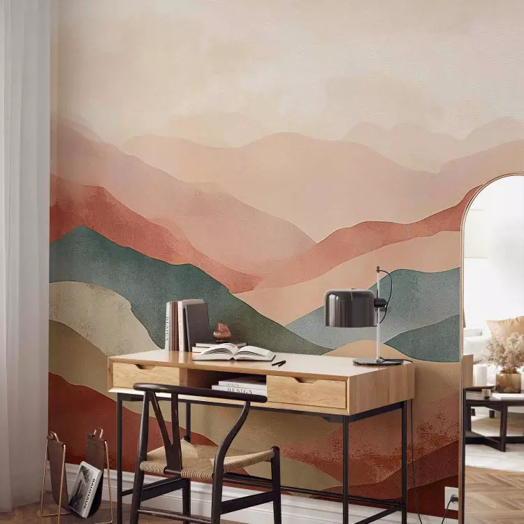 Mountainous Landscape - Simple Composition in Terracotta Style