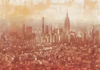 Photo Wallpaper City View - Composition With Buildings in Terracotta Color Wallpaper Cropper