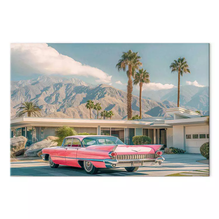 Retro Cadillac - Classic Car Against Mountains and Palms