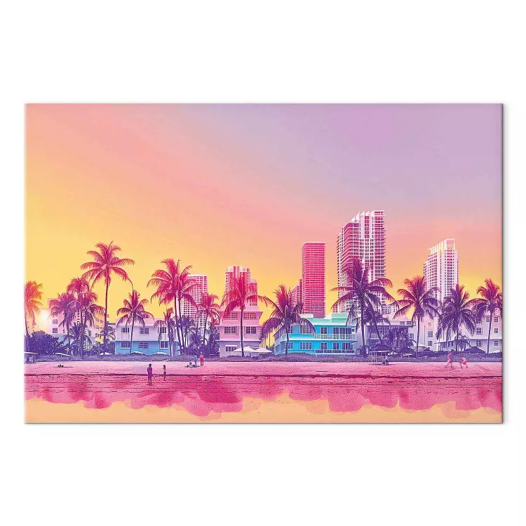 Neon Beach - Colorful Buildings and Palms at Sunset