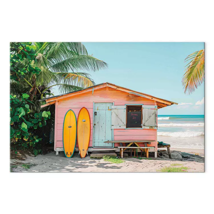 Surf Shack - Colorful Hut with Boards on Tropical Beach