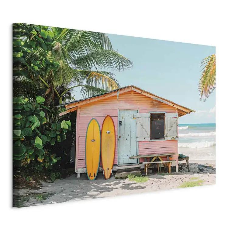 Art Work Surf Shack - Colorful Hut with Boards on Tropical Beach - bimago