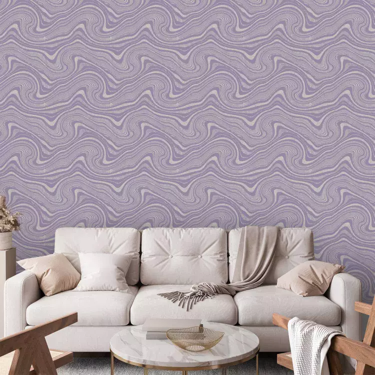 Lavender Linocuts - Abstract Waves in Lavender Shades