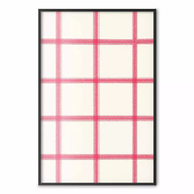 Classic Plaid - Simple Geometric Pattern of Red Lines on Cream Background