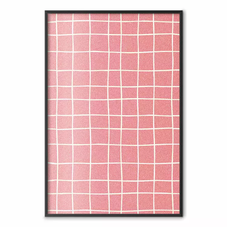 Irregular Plaid - Wavy Pattern of Red Rectangles on Cream Background