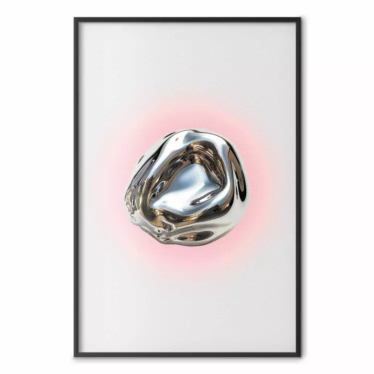 Fluid Form - Silvery Organic Structure Floating on a Pastel Background