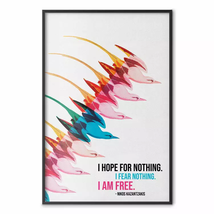 Colorful Birds - Abstract Silhouettes in Pastel Shades with Inspirational Quote