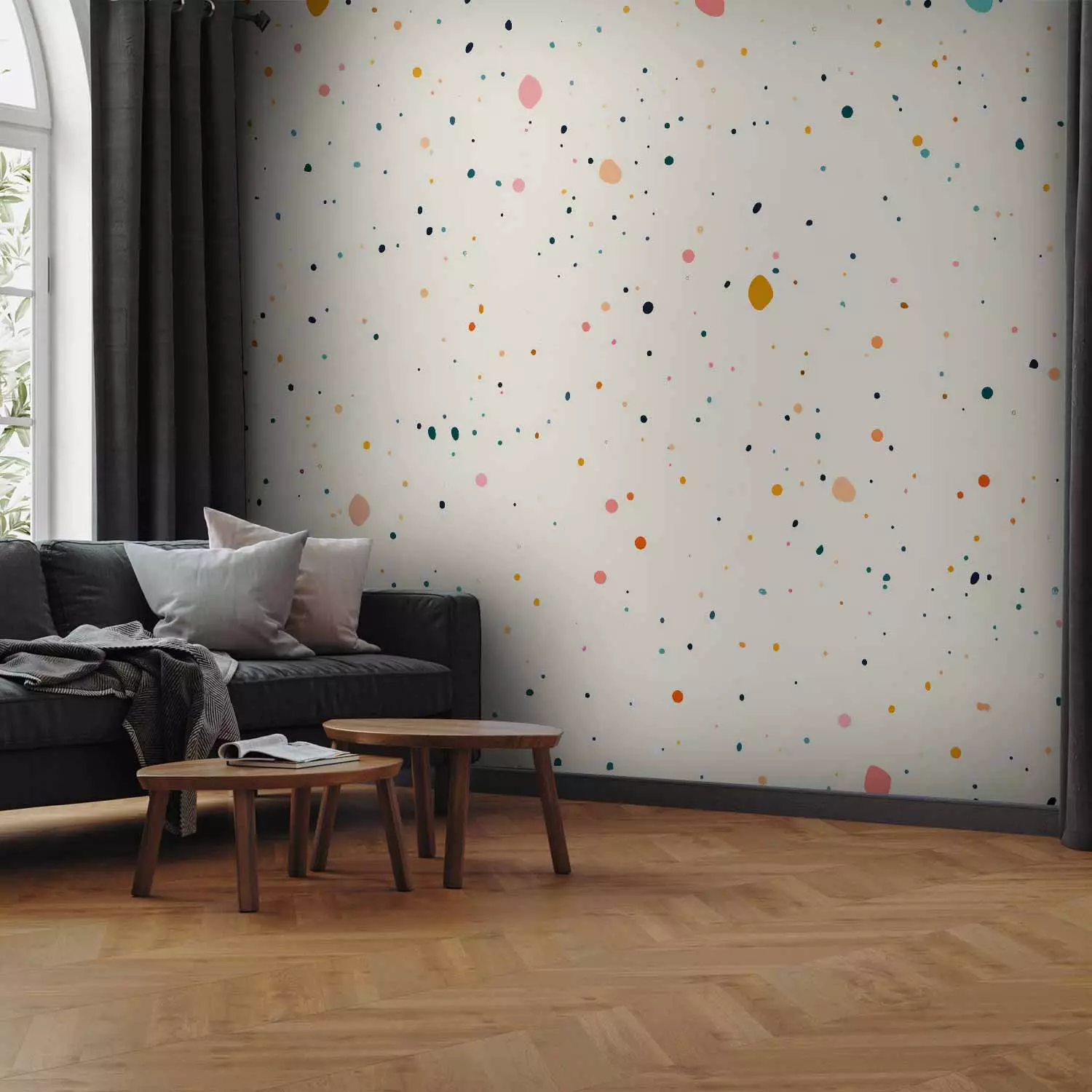 Photo Wallpaper Colorful Dots - Delicate, Colorful Spots on a Light Background