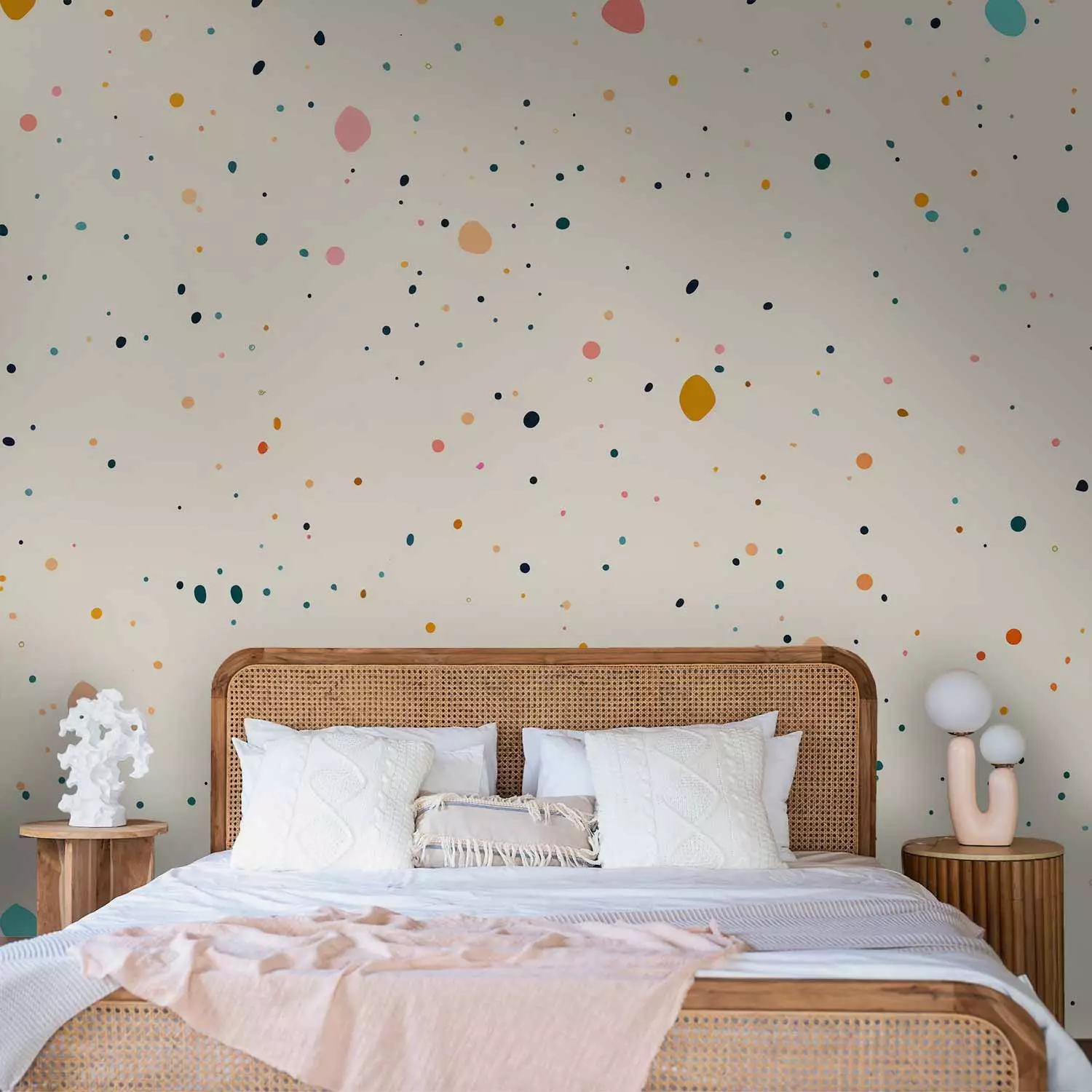 Photo Wallpaper Colorful Dots - Delicate, Colorful Spots on a Light Background
