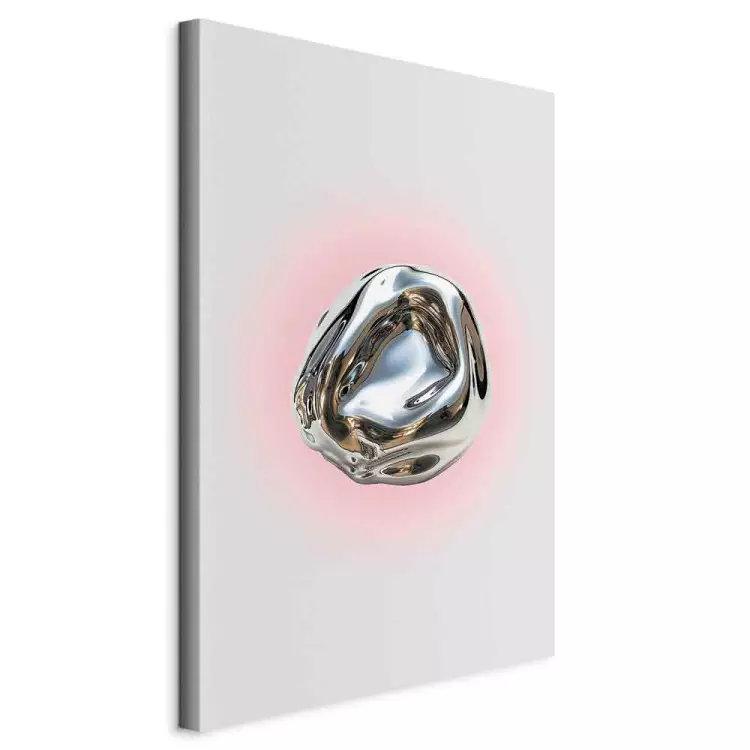 Silver Form - Modern Abstraction in the Form of a Shiny Sphere on a Light Background