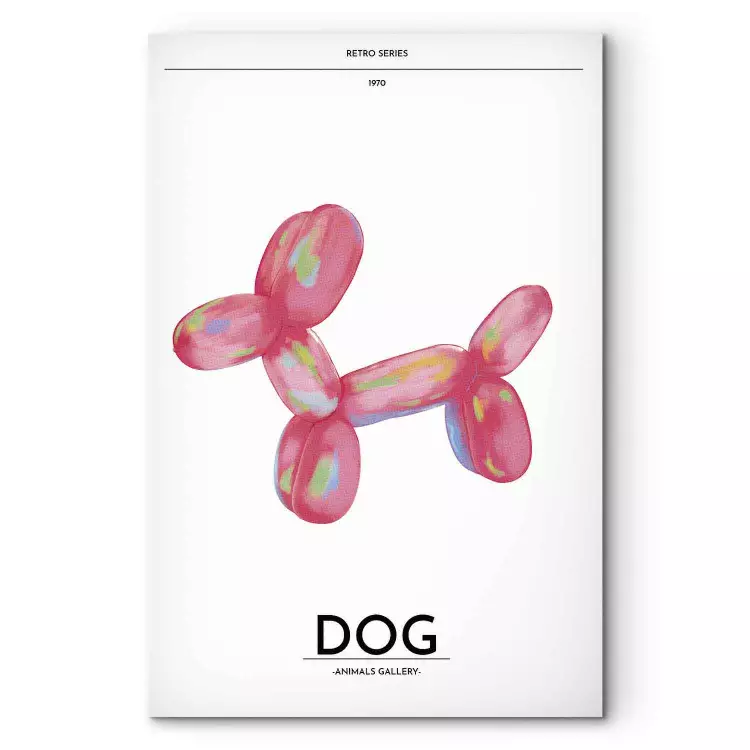 Balloon Puppy - Multicolored Animal Shaped Like a Dog on Light Background with Retro Text