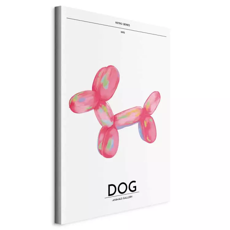 Balloon Puppy - Multicolored Animal Shaped Like a Dog on Light Background with Retro Text