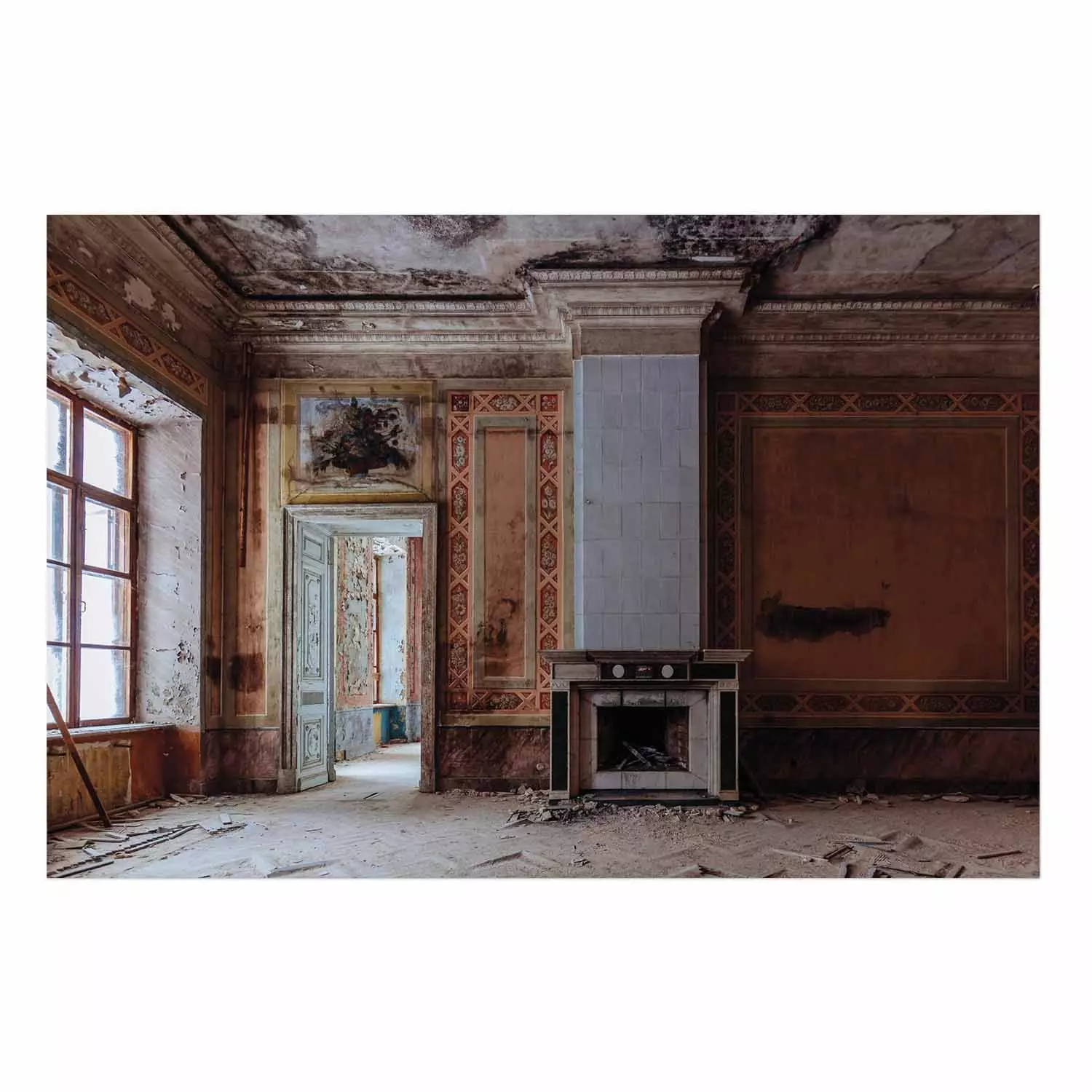 Wall Poster Destroyed Room - Paintings and Ruined Interior of an Abandoned Building