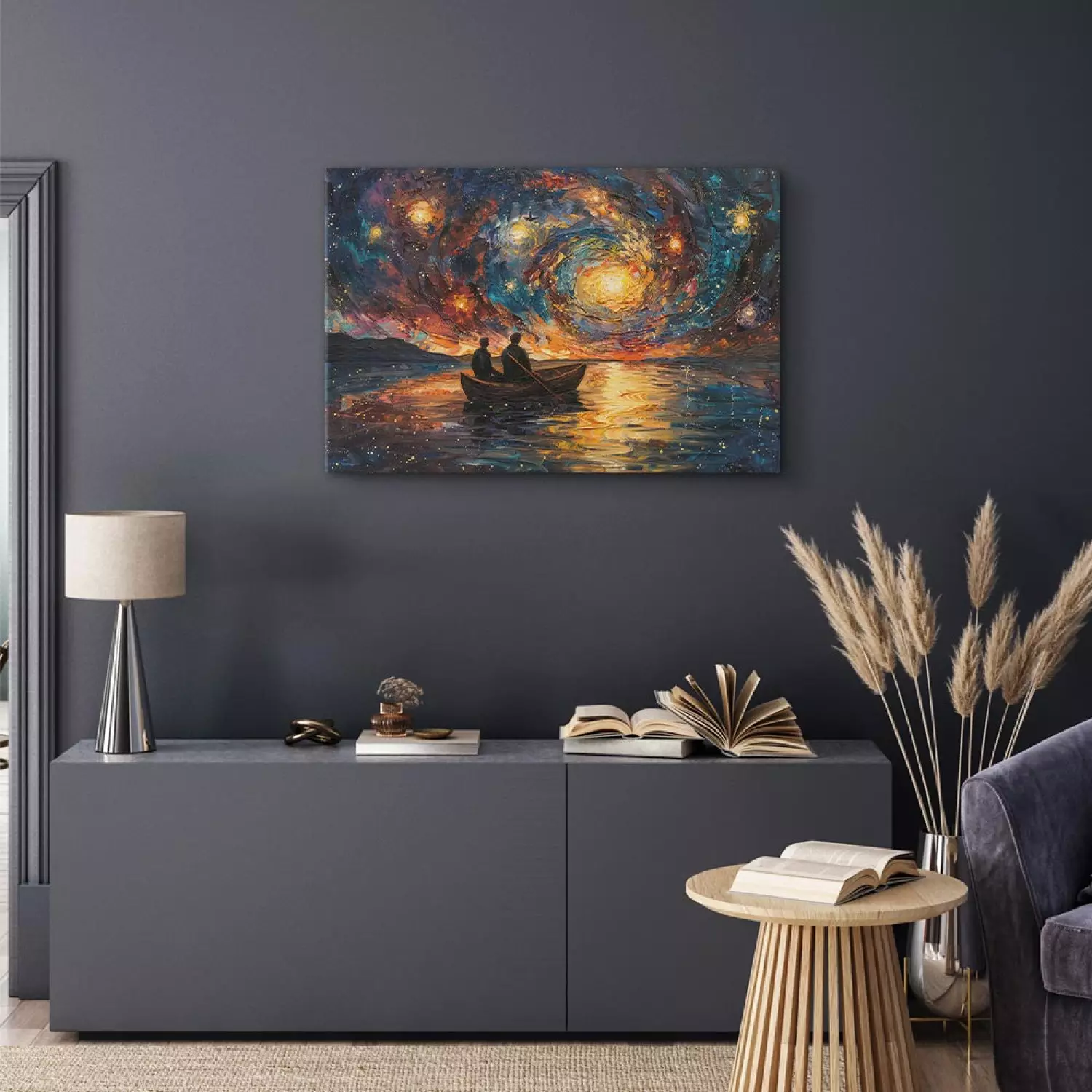Canvas Print Starry Imagery - Night Cruise Inspired by Van Gogh's Art