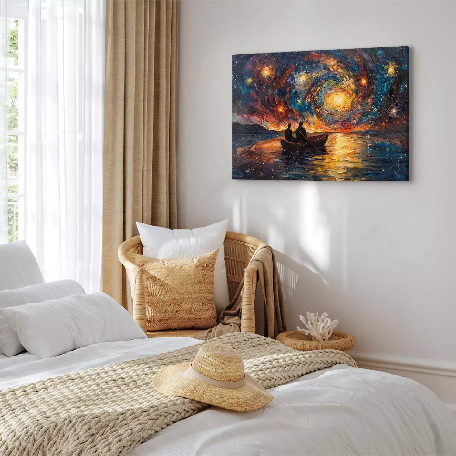Canvas Print Starry Imagery - Night Cruise Inspired by Van Gogh's Art
