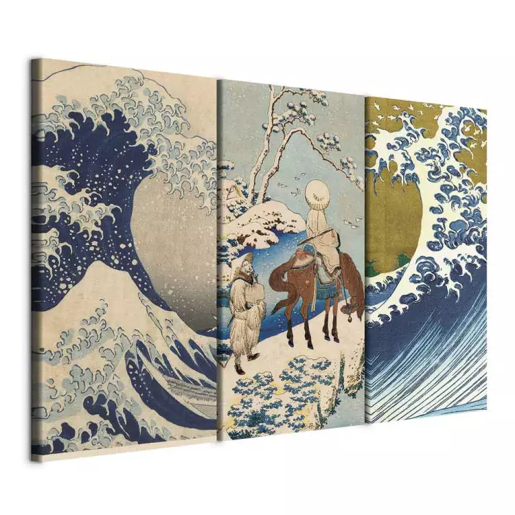 Canvas Painting Japanese Woodcuts - classic nature and wave scenes