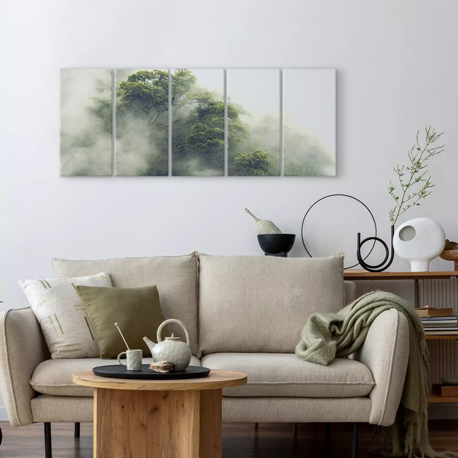 Canvas Art Print Foggy Amazon (5-piece) Narrow