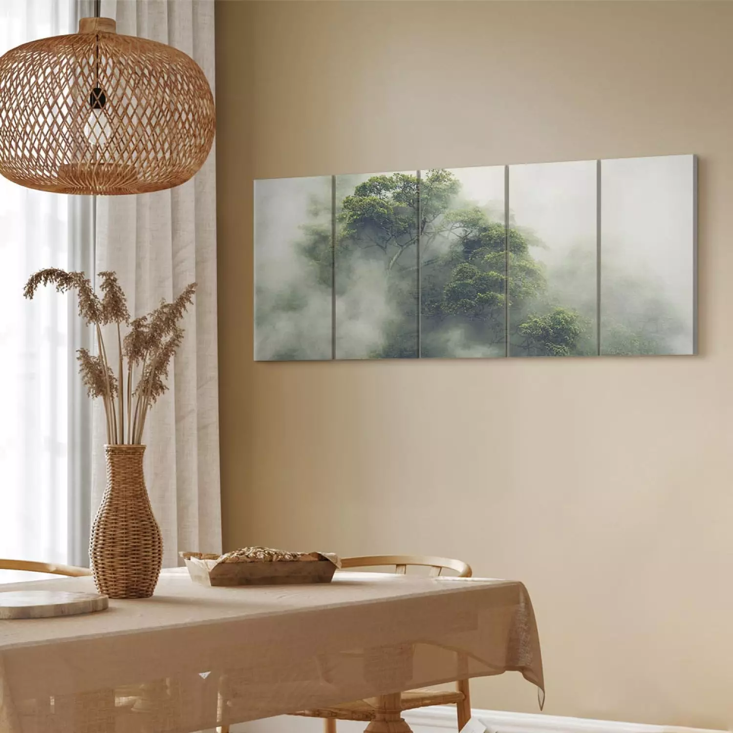 Canvas Art Print Foggy Amazon (5-piece) Narrow
