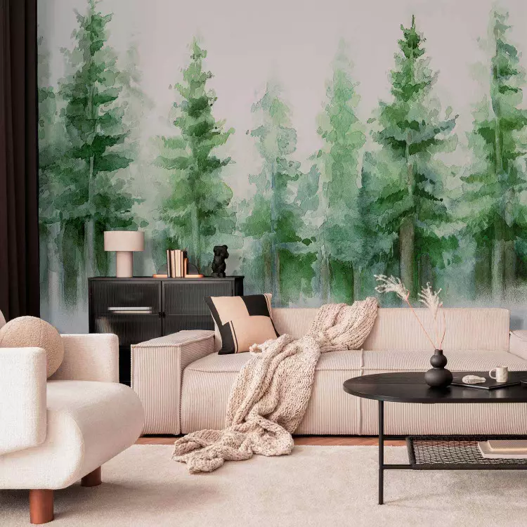 Forest Mist - Subtle Watercolor Trees in the Fog