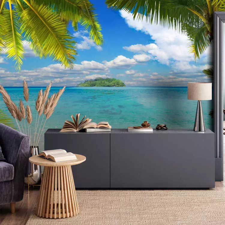 Tropical Haven - Green Palms and Azure Water on a Paradise Beach