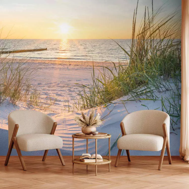 Sandy Dunes - Peaceful Evening on Beach with Setting Sun