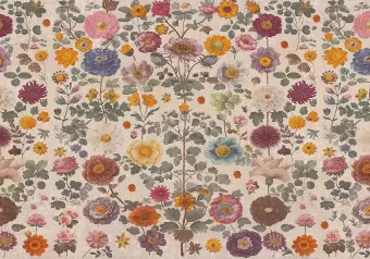 Photo Wallpaper Spring Rhapsody - Flowers in Shades of Pink, Yellow, and Purple Wallpaper Cropper