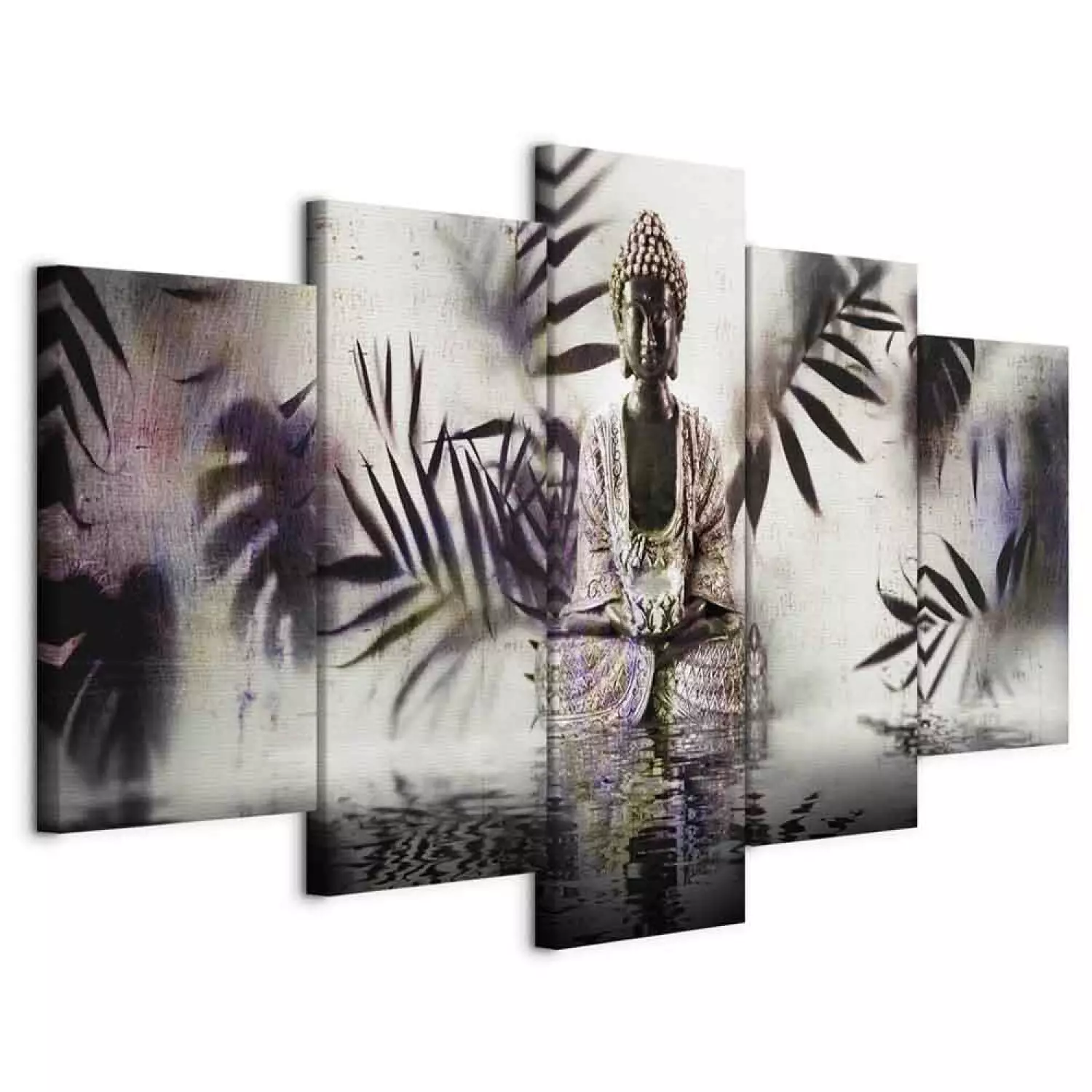 Canvas Art Print Grunge Buddha (5-piece) Wide - Second Variant