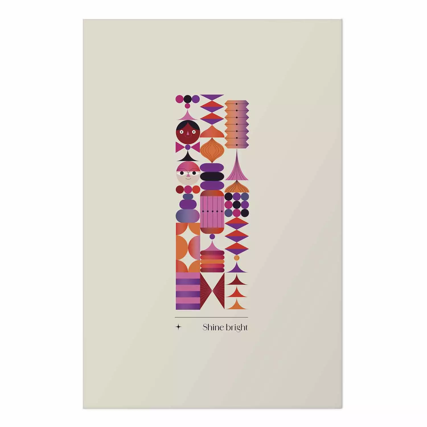 Poster Shine Bright - Abstract Composition of Geometric Shapes in Shades of Purple and Orange