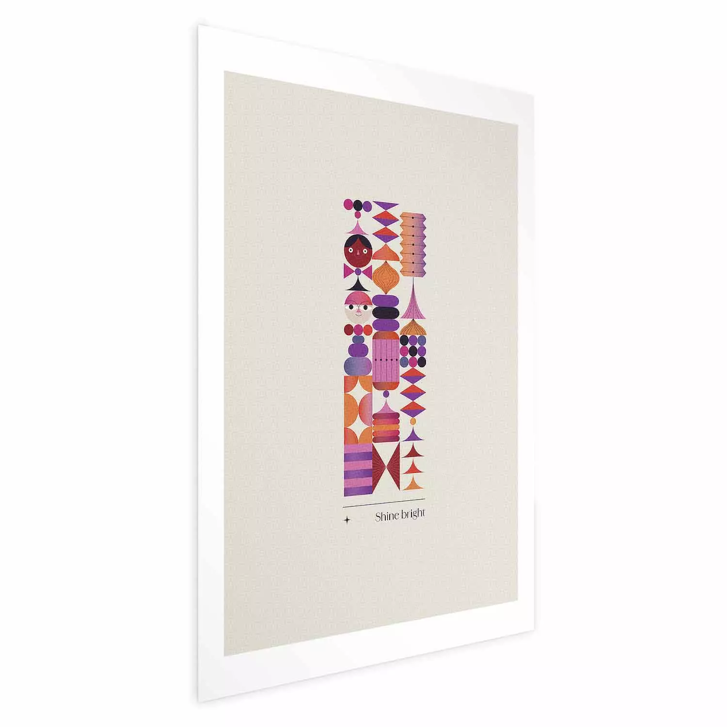 Poster Shine Bright - Abstract Composition of Geometric Shapes in Shades of Purple and Orange