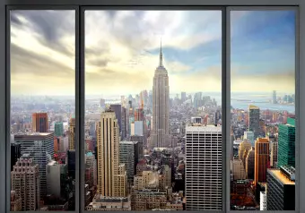 Wall Mural Window View - New York Cityscape with Empire State Building Wallpaper Cropper