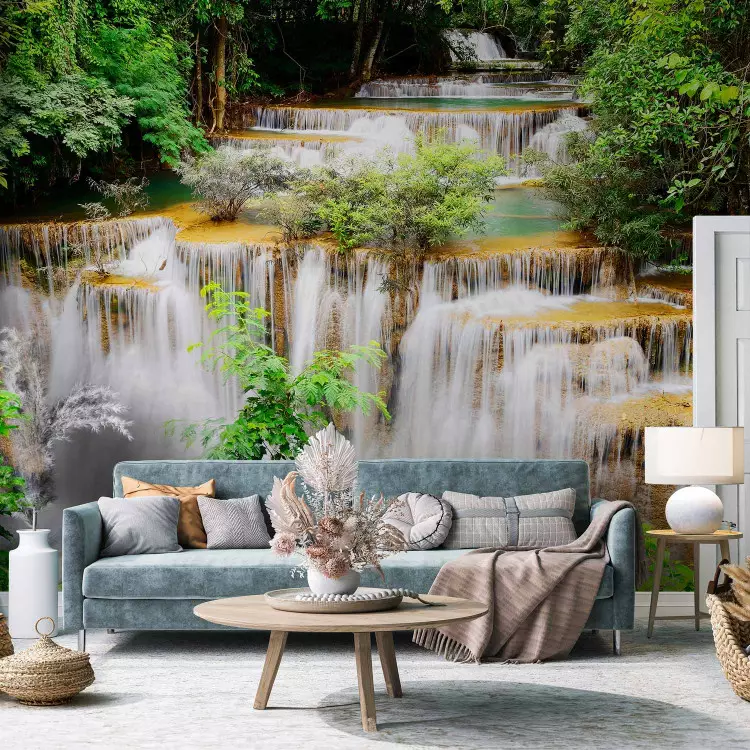 Tropical Corner - Cascading River Among Lush Greenery
